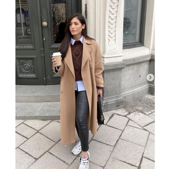 Zara Wool Blend Oversized Belted Coat - Picture 3 of 14